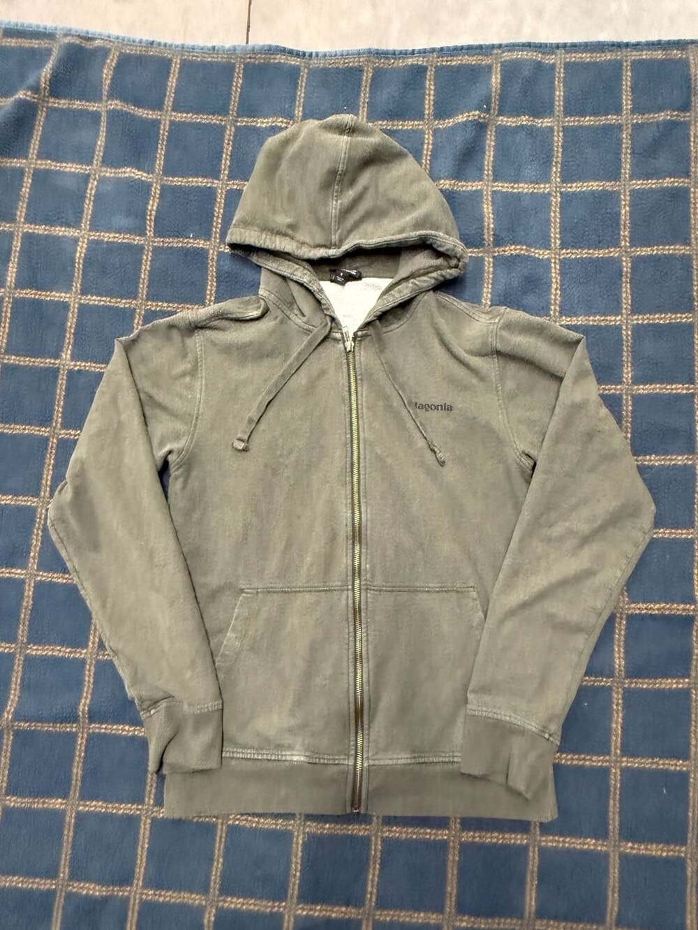 Patagonia Full Zip Hoodie Size S Green Organic Cotton Fish Logo